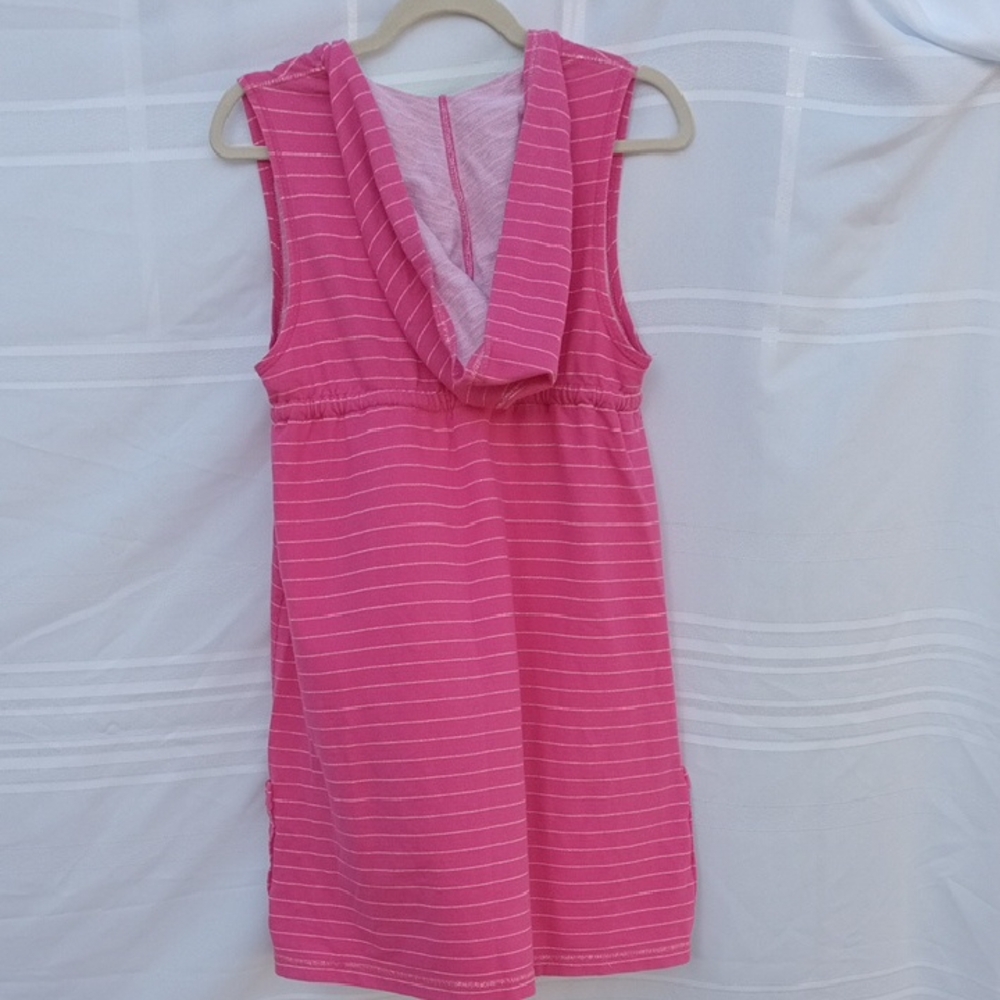 20teens Beachy Summer Hurley Pink Striped Sleeveless Mini Dress Hood & pockets - Picture 6 of 6